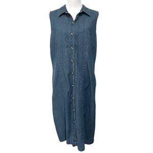 Talbots Vintage Light Blue Denim Dress Overalls Bib Jumper 100% Cotton Sz 12